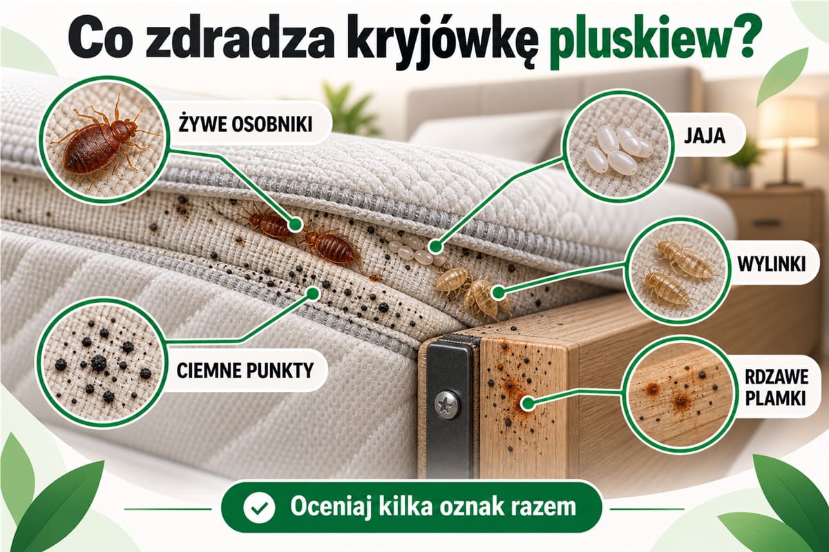 Oznaki skupiska pluskiew w kryjówce