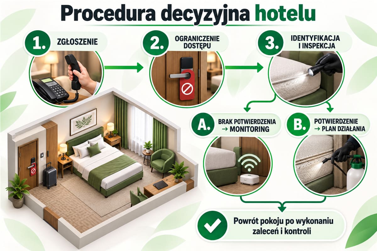 Procedura decyzyjna hotelu przy podejrzeniu pluskiew
