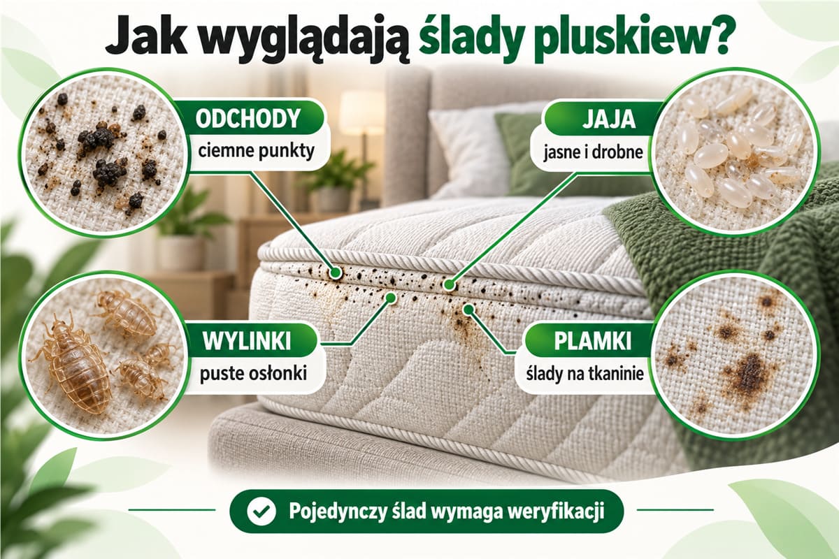 Porównanie odchodów, jaj, wylinek i plamek związanych z pluskwami Porównanie odchodów, jaj, wylinek i plamek związanych z pluskwami